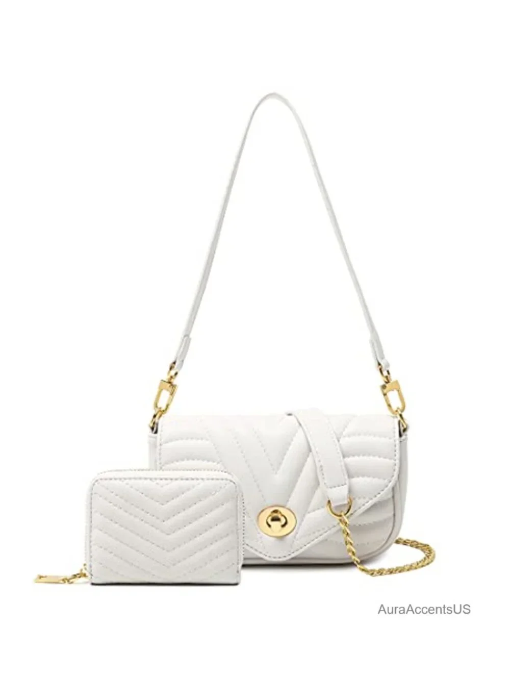 Quilted Crossbody Bag with Removable Straps RFID Blocking Faux Leather